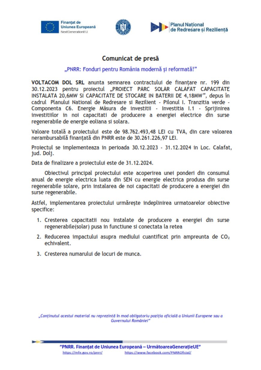 Comunicat demarare Voltacom